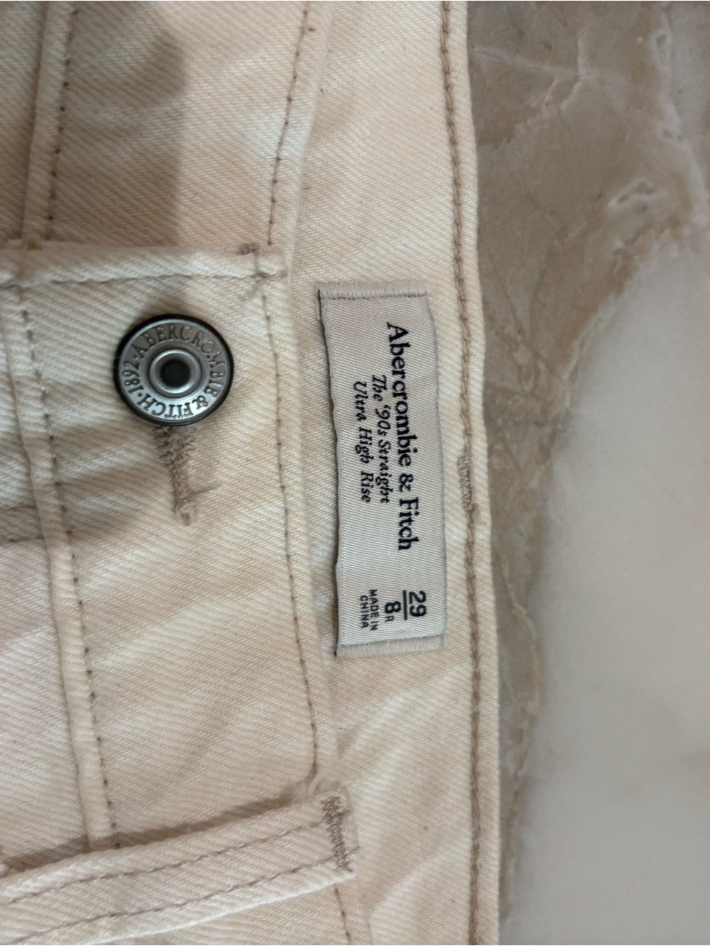 SOLD OUT Abercrombie & Fitch Cream Wide-Leg Utility Jeans - Picture 7 of 10
